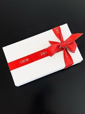 Dior White Gift Box with Red and Gold Dior Ribbon